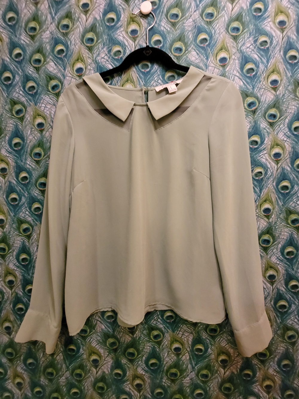 Forever 21 Pale Mint Chiffon Blouse with Sheer Yoke
